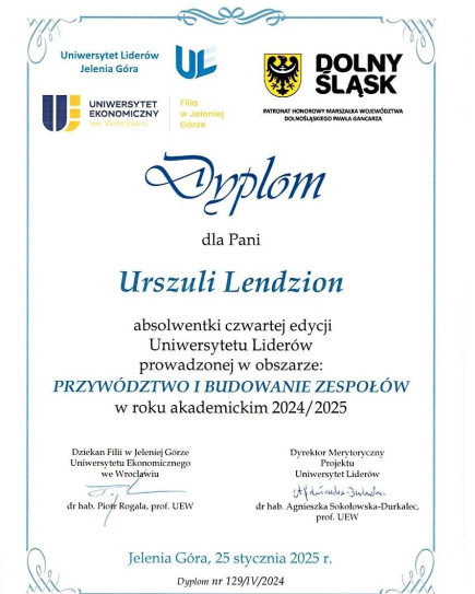Dyplom Urszula Lendzion
